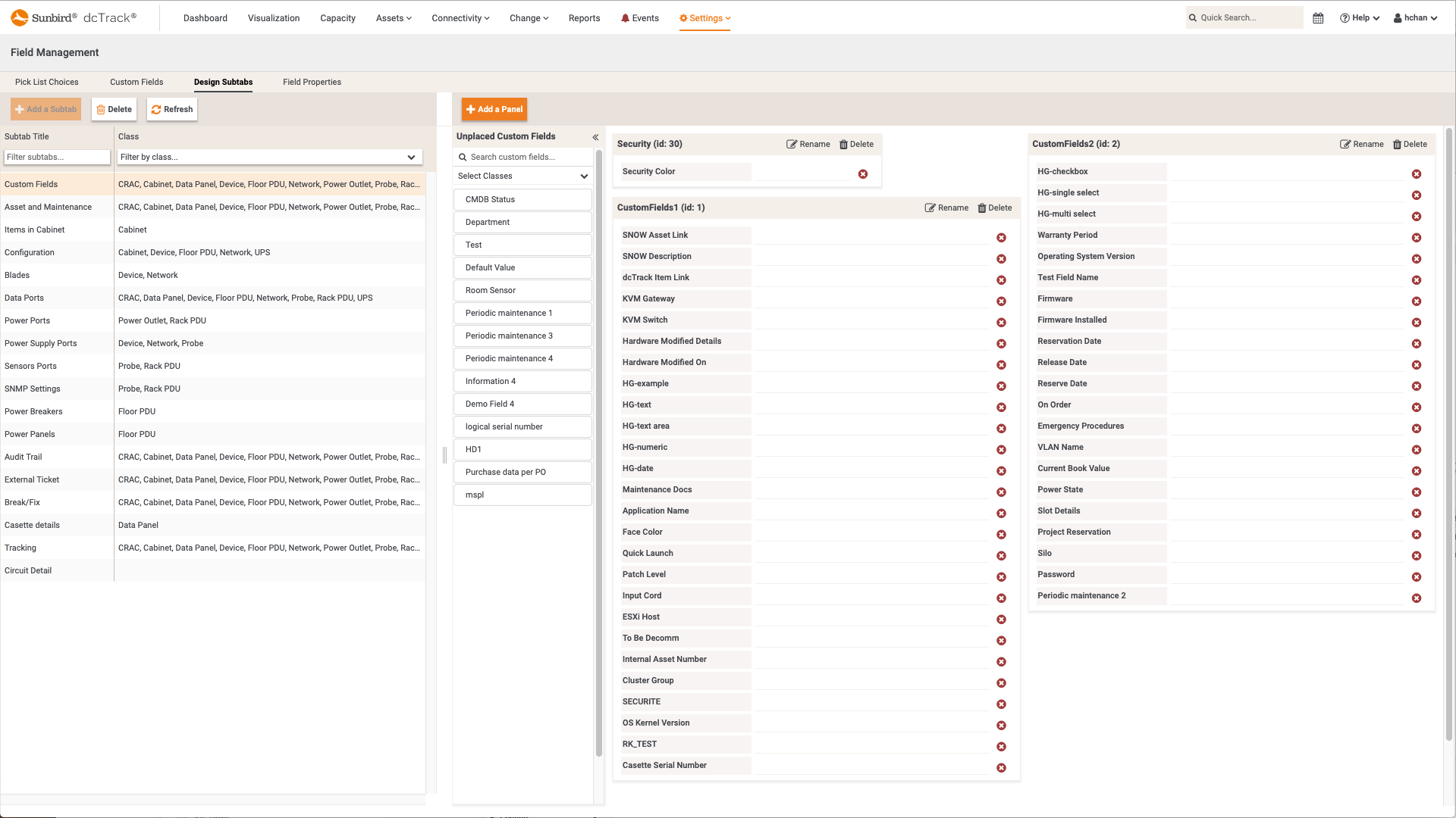 Custom Fields, Pick List Choices, Tabs, and Panels